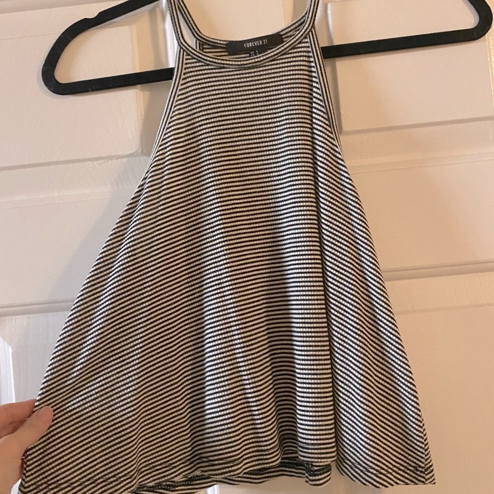 Navy striped crop tank